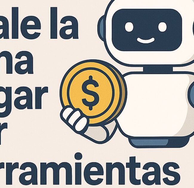 Ilustración de vale pena pagar herramientas ia premium con estilo tecnológico y limpio.